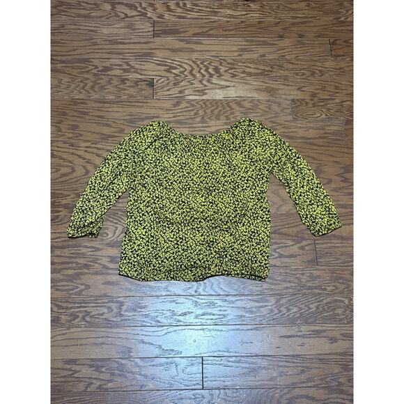 Michael Kors Women's Black Yellow Daisy 3/4 Sleeve Top Blouse, Size Large - Picture 4 of 5